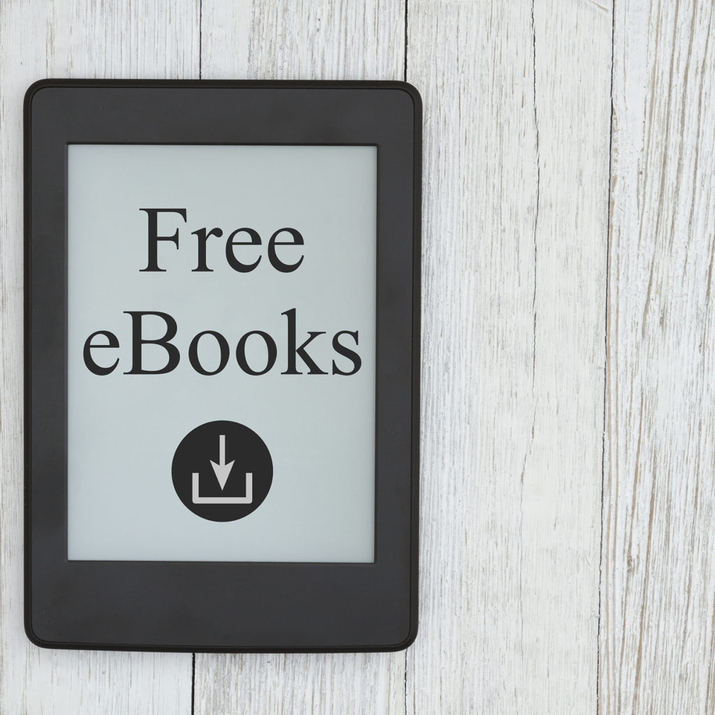 Free ebooks message on an e-reader screen