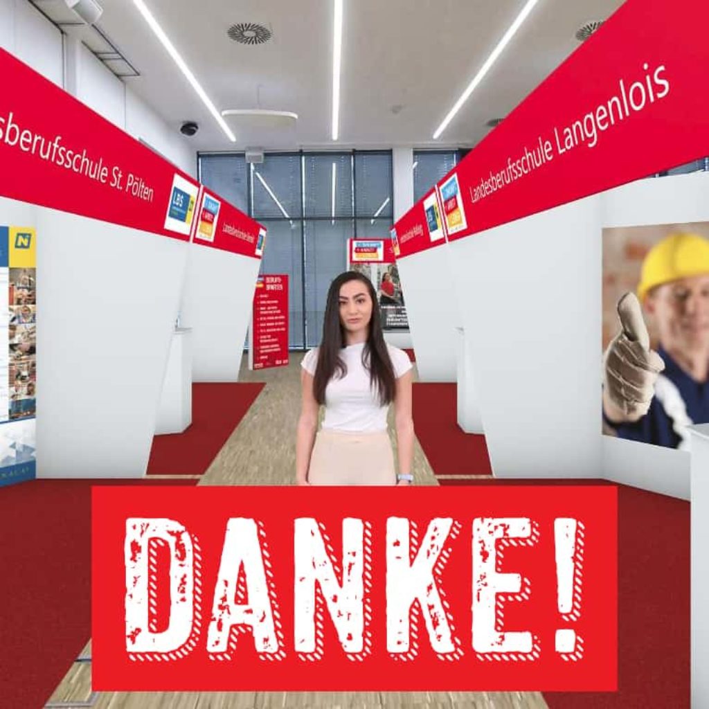 Screenshot virtuelle Messe – Danke Screenshot virtuelle Messe – Danke