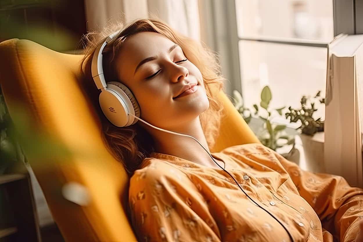Mädchen relaxed mit Musik